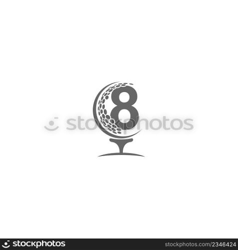 Number 8 and golf ball icon logo design illustration