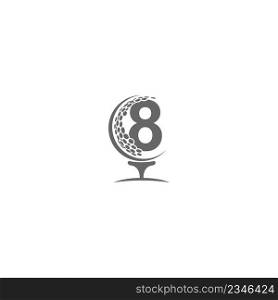 Number 8 and golf ball icon logo design illustration
