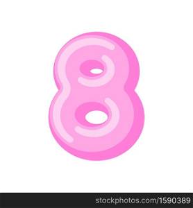 Number 8 candy font. Caramel alphabet eight. lollipop lettering. Sweet ABC sign