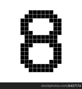 Number 8 eight, 3d cube pixel shape minecraft 8 bit