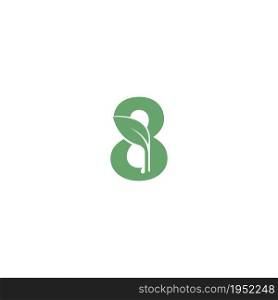 Number 8 icon leaf design concept template vector