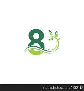 Number 8 Icon with floral logo design template illustration vector