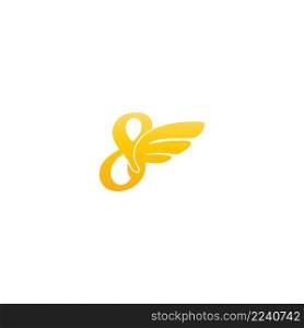 Number 8 logo icon illustration with wings vector