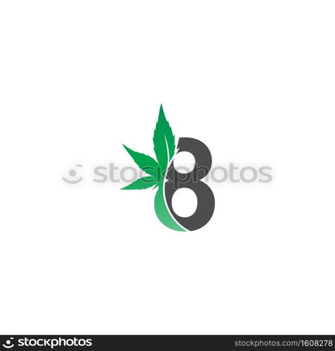 Number 8 logo icon with cannabis leaf design vector illustration