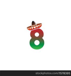 Number 8 Mexican hat concept design illustration