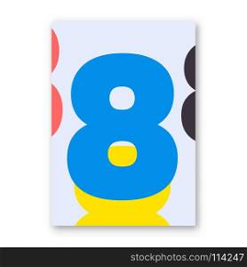 Number 8 poster. Cover design for magazine, printing products, flyer, presentation, brochure or booklet. Vector illustration. Number 8 poster