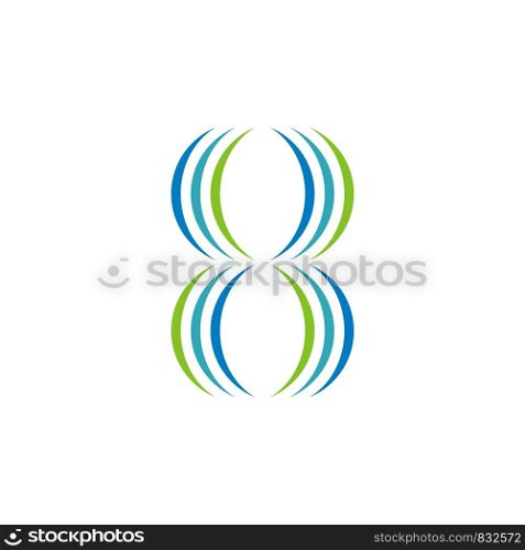 Number 8 Swoosh Logo Template Illustration Design. Vector EPS 10.