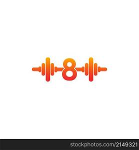 Number 8 with barbell icon fitness design template illustration vector
