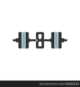 Number 8 with barbell icon fitness design template vector