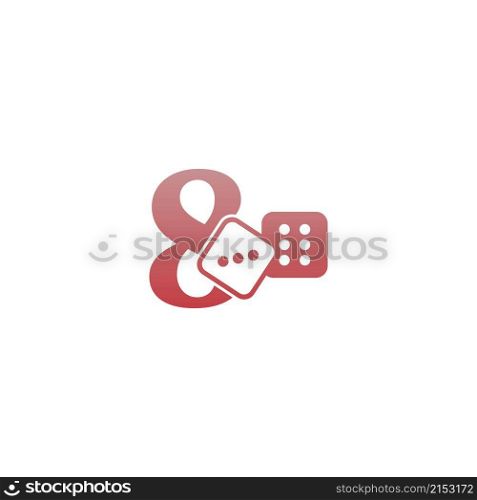 Number 8 with dice two icon logo template vector