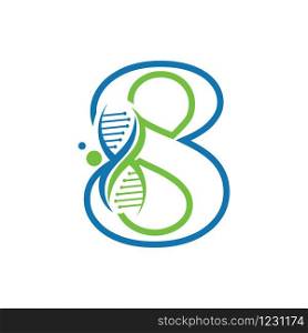Number 8 with DNA logo Simple creative template icon