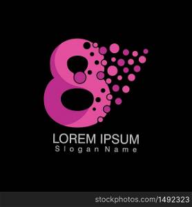 Number 8 with dots gradient logo Corporate branding identity vector illustration