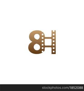 Number 8 with film strip icon logo design template illustration