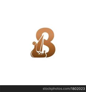 Number 8 with logo icon viking sailboat design template illustration