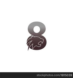 Number 8 with panther head icon logo vector template