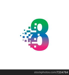 NUMBER 8 with pixel digital logo design gradient concept