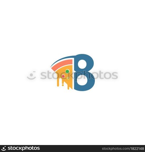 Number 8 with pizza icon logo vector template
