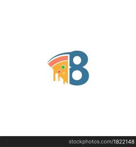 Number 8 with pizza icon logo vector template