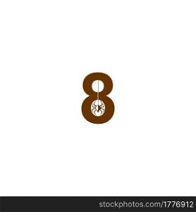 Number 8 with spider icon logo design template vector