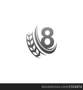 Number 8 with trailing wheel icon design template illustration vector