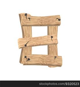Number 8 wood board font. Eight symbol plank and nails alphabet. Lettering of boards. Country chipboard ABC
