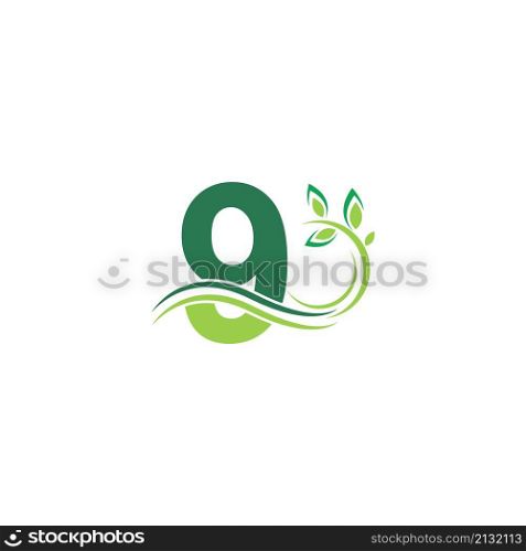 Number 9 Icon with floral logo design template illustration vector