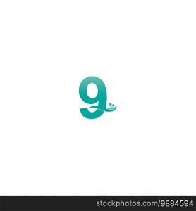 Number 9 logo  coconut tree and water wave icon design vector