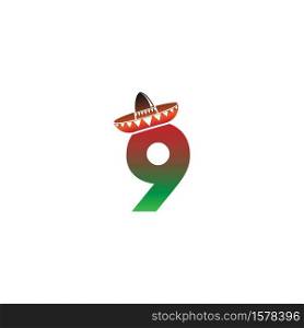 Number 9 Mexican hat concept design illustration