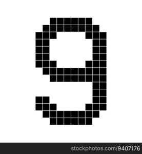 Number 9 nine, 3d cube pixel shape minecraft 8 bit