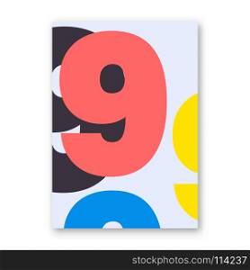 Number 9 poster. Cover design for magazine, printing products, flyer, presentation, brochure or booklet. Vector illustration. Number 9 poster