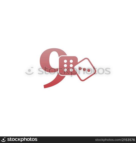 Number 9 with dice two icon logo template vector