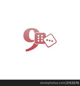 Number 9 with dice two icon logo template vector