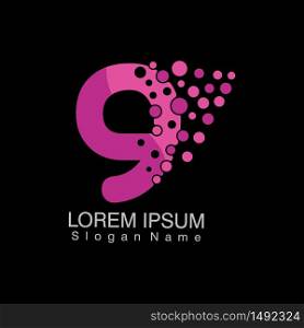 Number 9 with dots gradient logo Corporate branding identity vector illustration
