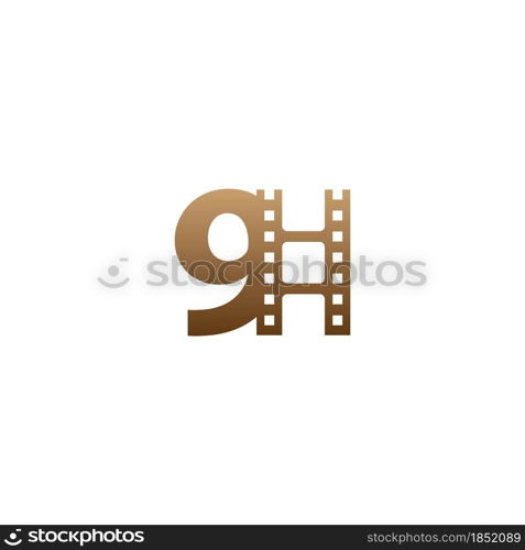 Number 9 with film strip icon logo design template illustration