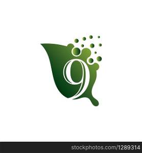 Number 9 with leaf logo modern Creative template design