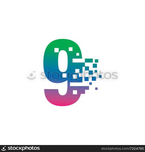 NUMBER 9 with pixel digital logo design gradient concept