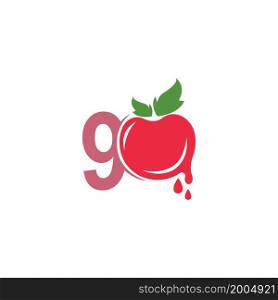 Number 9 with tomato icon logo design template illustration vector