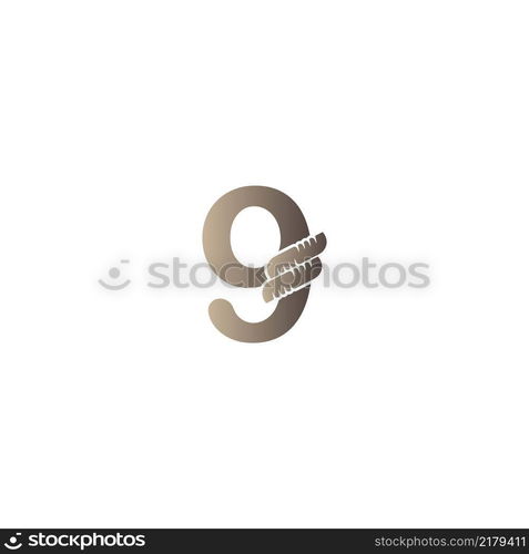 Number 9 wrapped in rope icon logo design illustration vector