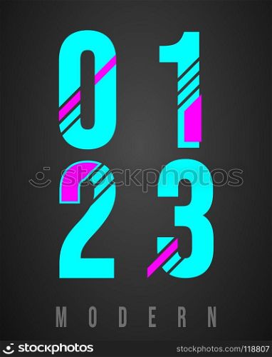 Number font modern design. Set of numbers 0, 1, 2, 3 logo or icon Vector illustration. Number font modern design. Number font modern design