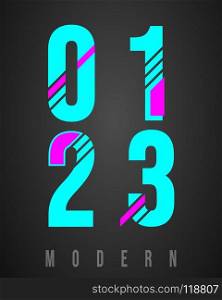 Number font modern design. Set of numbers 0, 1, 2, 3 logo or icon Vector illustration. Number font modern design. Number font modern design