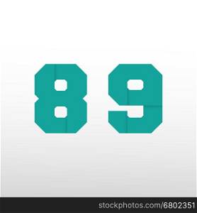 Number font template - origami paper design. Set of numbers 8, 9 logo or icon. Vector illustration