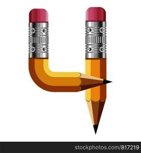 Number four pencil icon. Cartoon illustration of number four pencil vector icon for web. Number four pencil icon, cartoon style