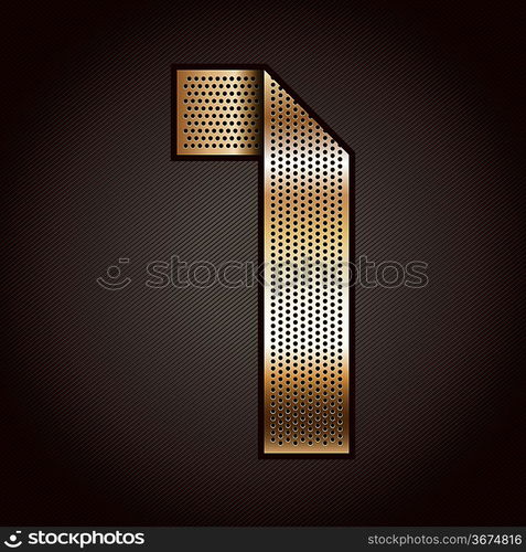 Number metal gold ribbon - 1 - one