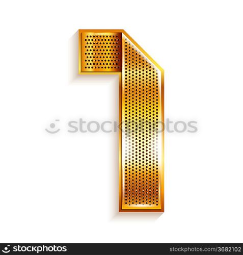 Number metal gold ribbon - 1 - one