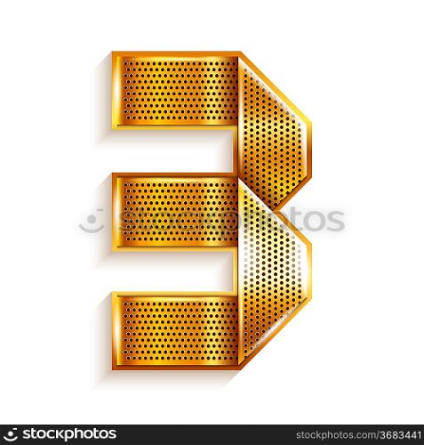 Number metal gold ribbon - 3 - three