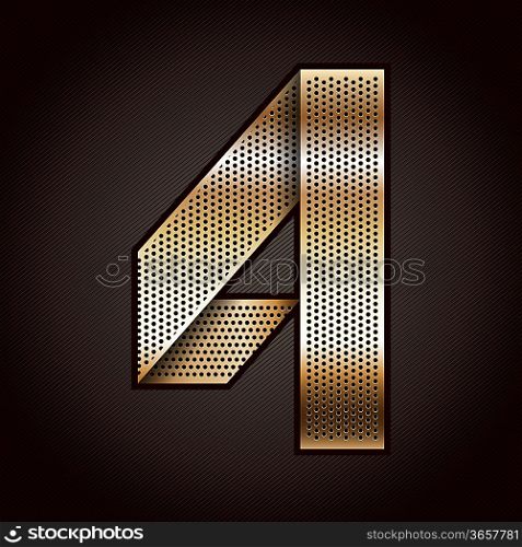 Number metal gold ribbon - 4 - four