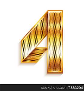 Number metal gold ribbon - 4 - four