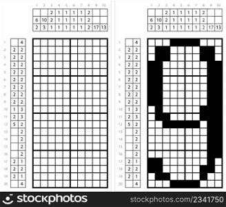 Number Nine 9 Nonogram Pixel Art, Mathematical, Numeral, Numeric, Word, Symbol Vector Art Illustration, Logic Puzzle Game Griddlers, Pic-A-Pix, Picture Paint By Numbers, Picross