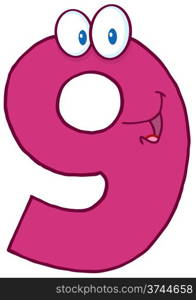 Number Nine Cartoon Mascot Character