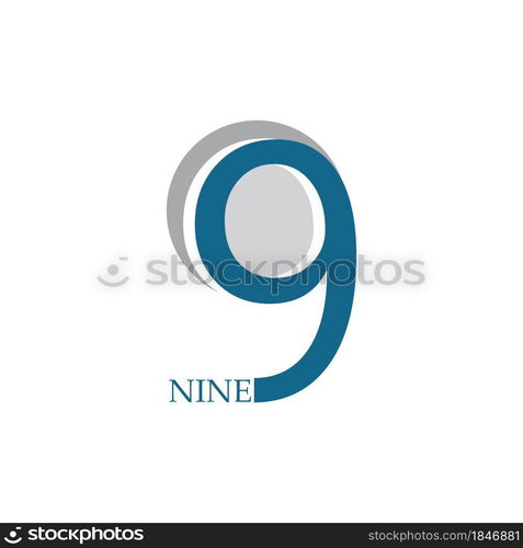 Number nine, nine icon logo vector design